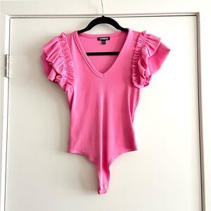 Express V-Neck Ruffle Sleeve Bodysuit